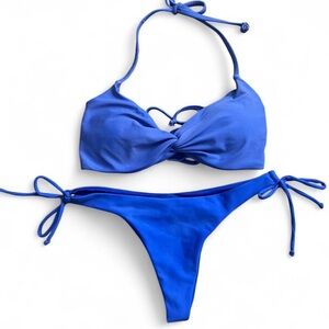 Frankie's Bikinis Electric Blue Twist Triangle Bikini Set